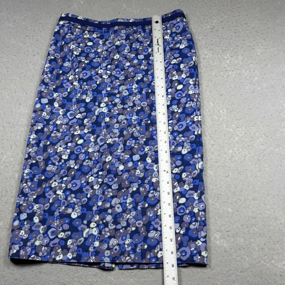 Boden Floral Pencil Skirt Women’s 6L Blue White Floral Cotton Blend Knee Length